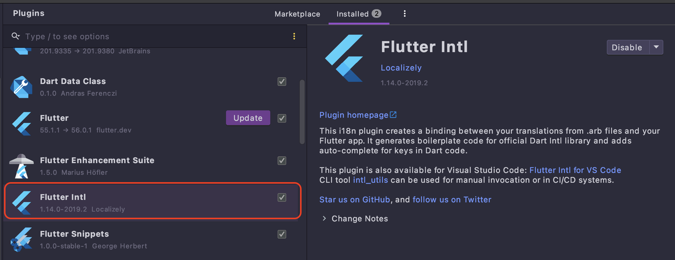 Flutter Intl Installation