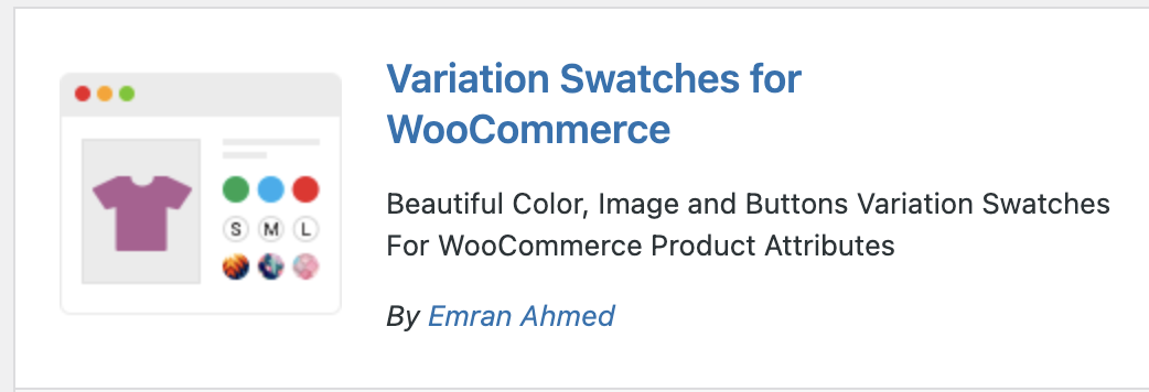 Variation Swatches for WooCommerce plugin by Emran Ahemd