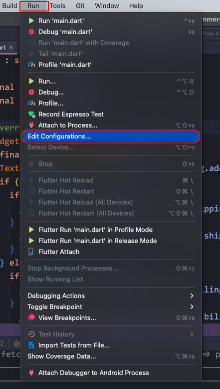 Android Studio Edit Configuration